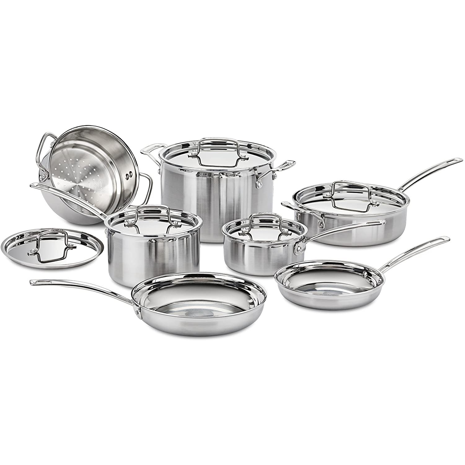 Cuisinart MCP-12N Multiclad Pro Stainless Steel 12-Piece Cookware Set + Cuisinart  Stainless Steel Mixing Bowls with Lids – Sage Camera